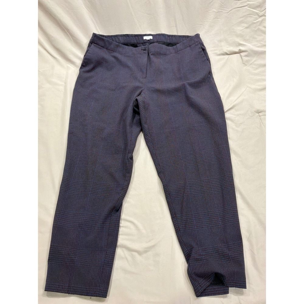 J. Jill Blue Brown Plaid Tapered Leg Trousers Elastic Back Dress Pants Men 20x27